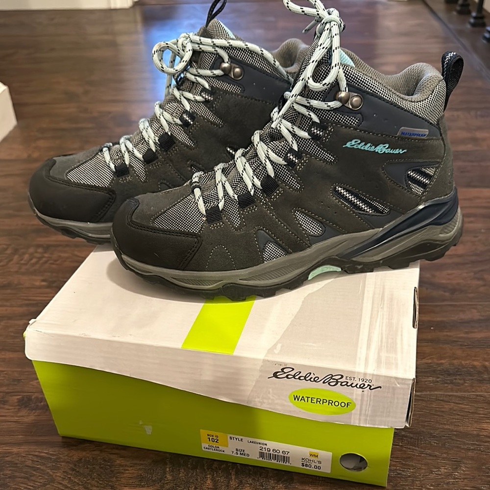 Eddie Bauer Women's Waterproof Hiking Boots - Black and Gray